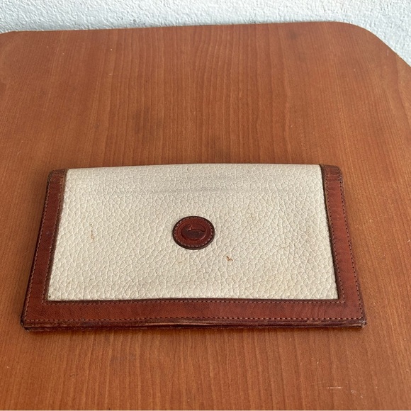 Vintage Dooney & Bourke Bone Calculator Checkbook Cover Brown Leather Travel - Picture 1 of 10